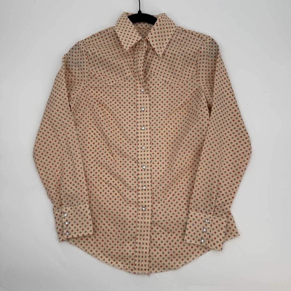 Vintage 1970s Dickson Jenkins DJ Multicolor Pearl Snap Button Shirt Size 32